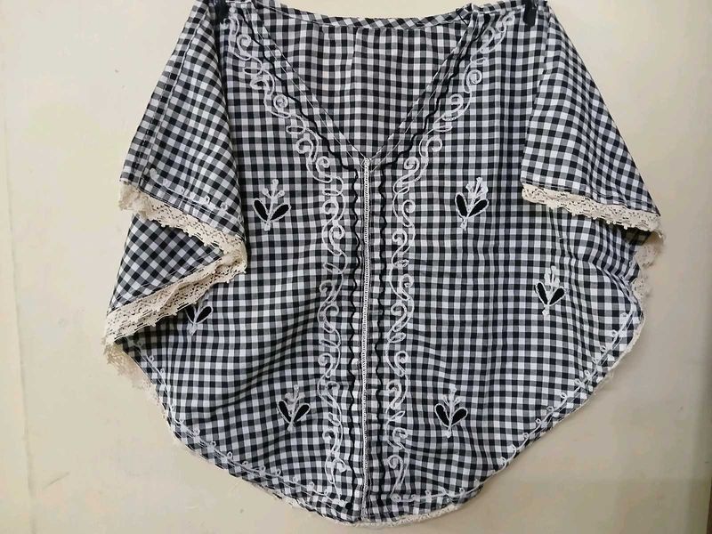 Gingham Lace Trim Top