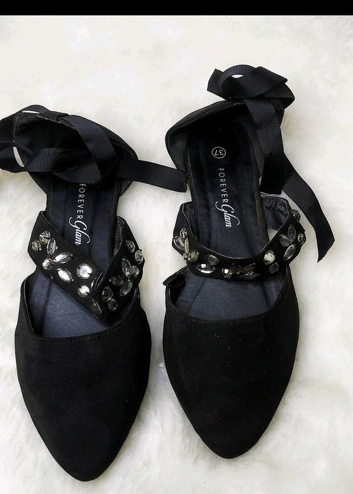 Forever Glam Black Flats