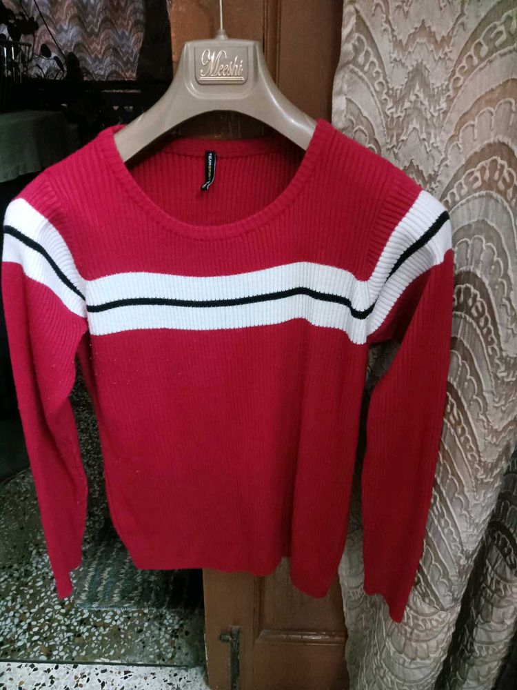 Red &amp; White Striped Sweater