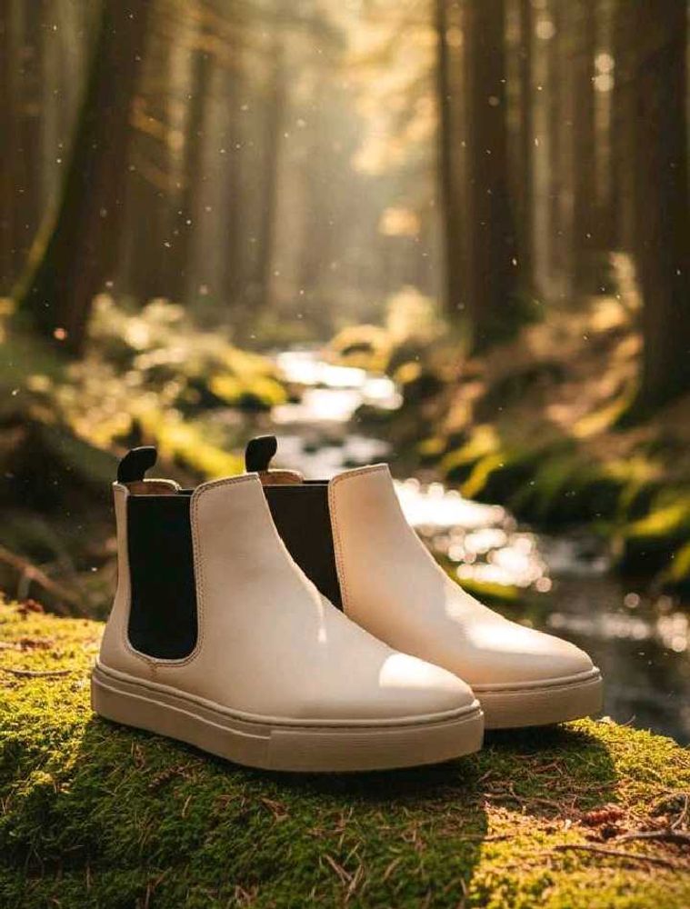 Beige Neoprene Chelsea Boots
