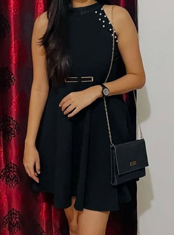 Little Black Dress with Pearl Detail