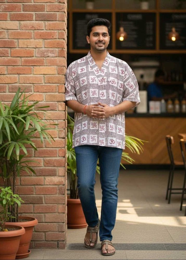 OM Swastik Printed Men&#39;s Shirt