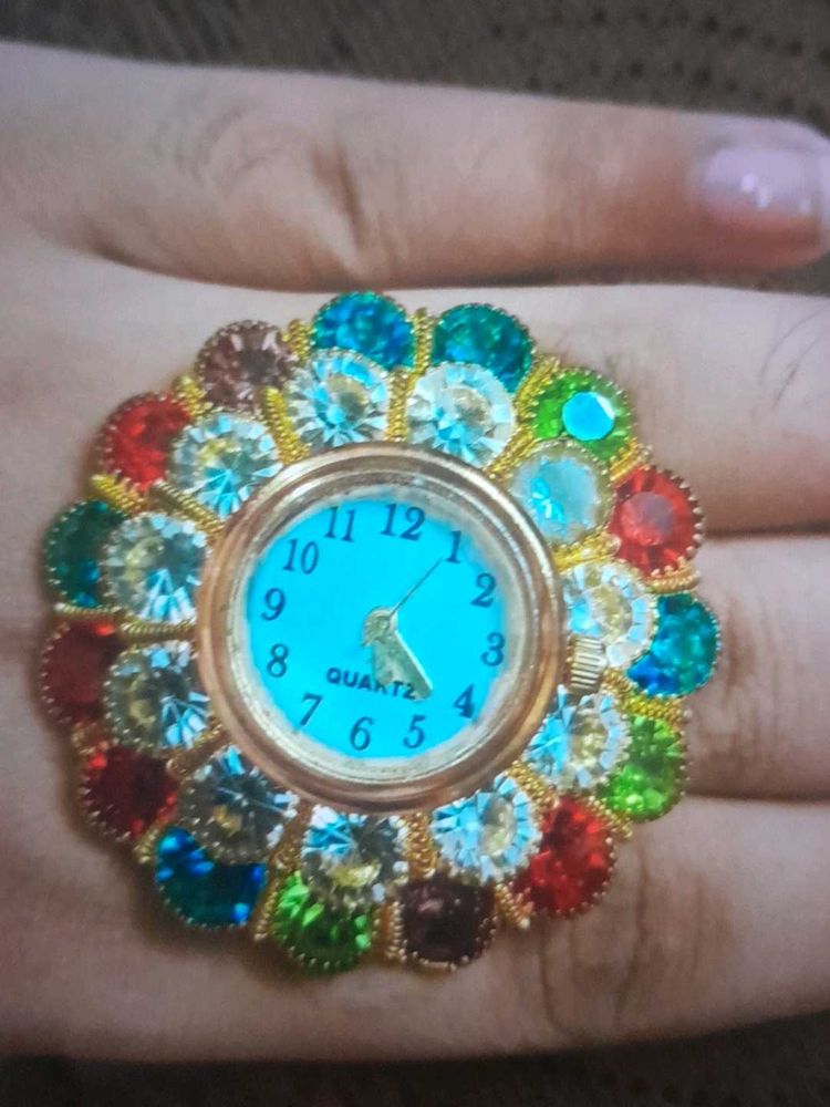 Colorful Gemstone Ring Watch