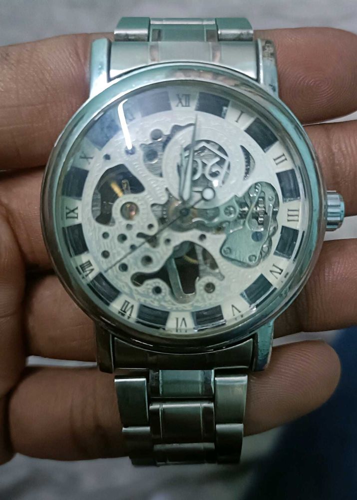 Silver Skeleton Watch