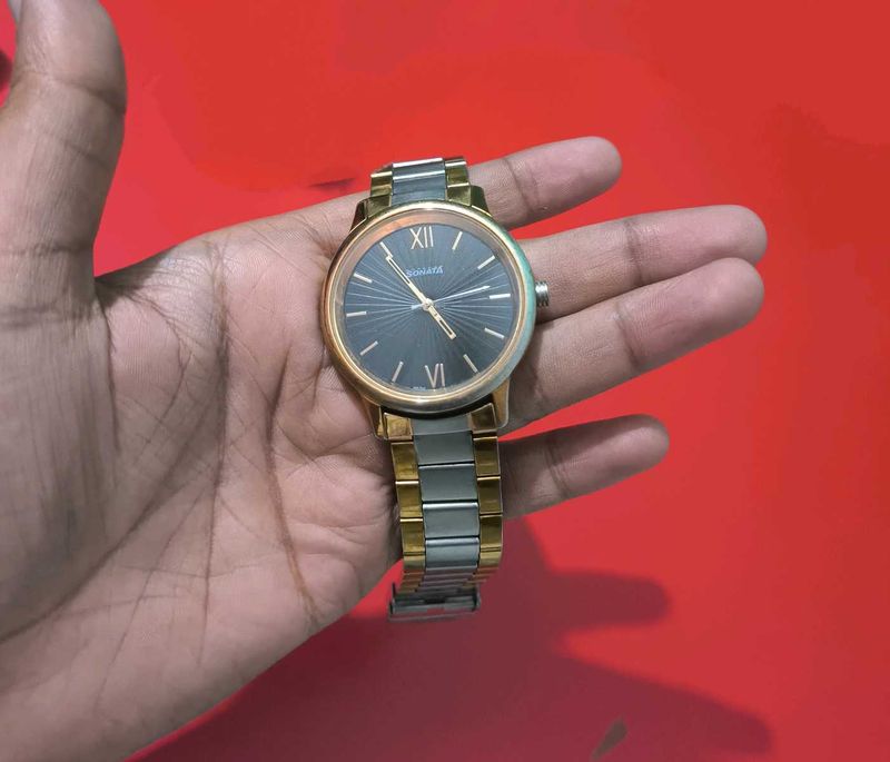 Sonata Quartz Analog Stainless Steel Strap Watch