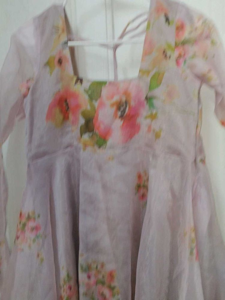 Floral flared kurta organza