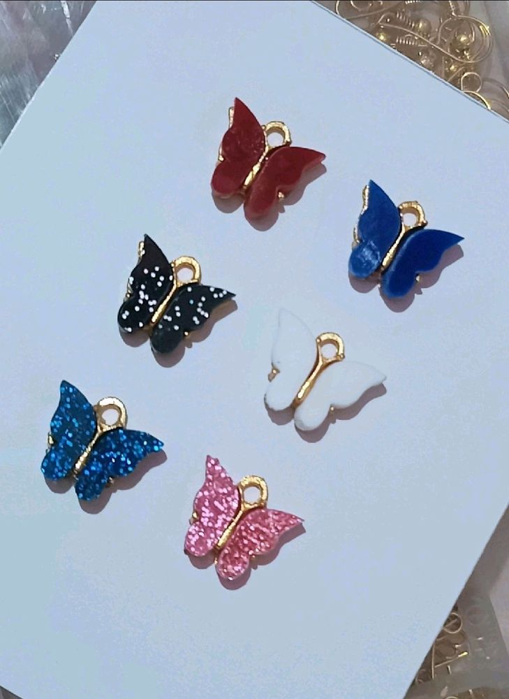 6pcs Butterfly Charms For Jewellery Making