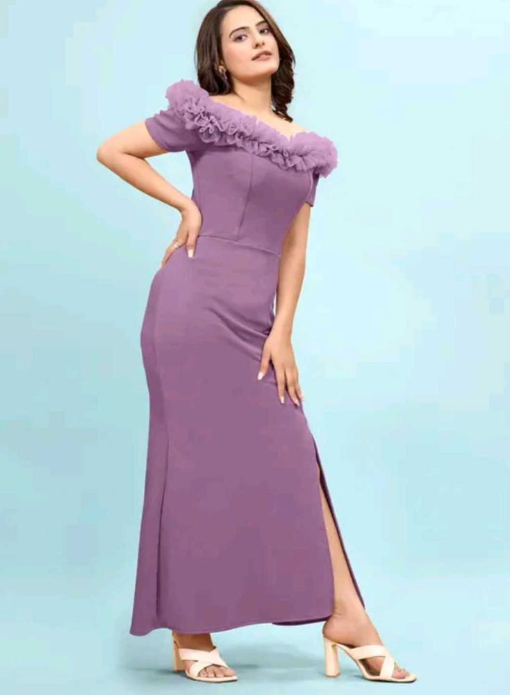 Elegant Purple Off-Shoulder Dress