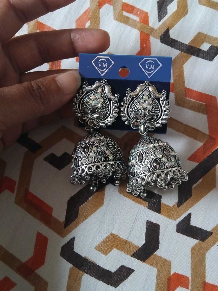Silver Jhumka Earrings