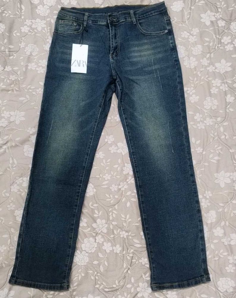Blue Straight Leg Jeans