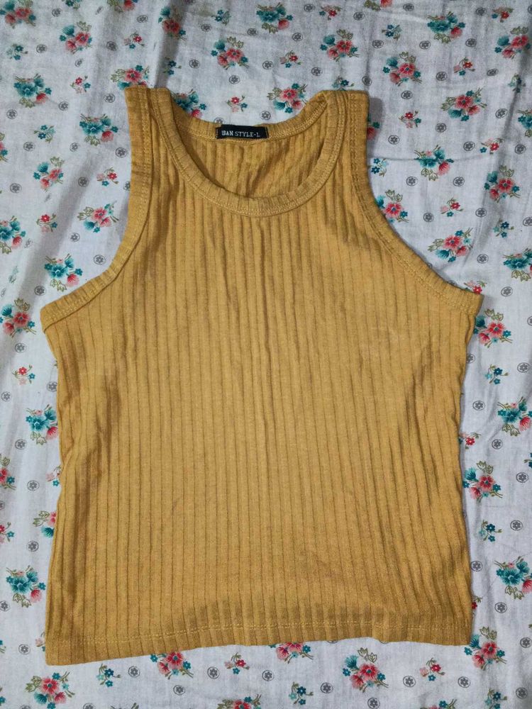 Mustard Ribbed Tank Top - Size M