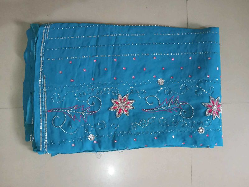 Teal Embellished Saree