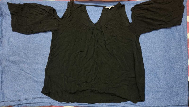 Classic Black Cold Shoulder Top