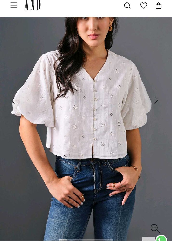 AND White Cut Work  Top