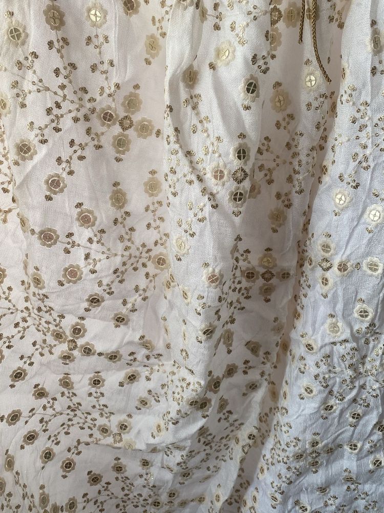 Off White/ Die Fabric Lehenga Skirt