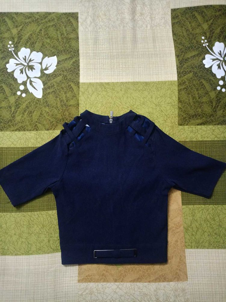 Dark Blue Party Crop Top