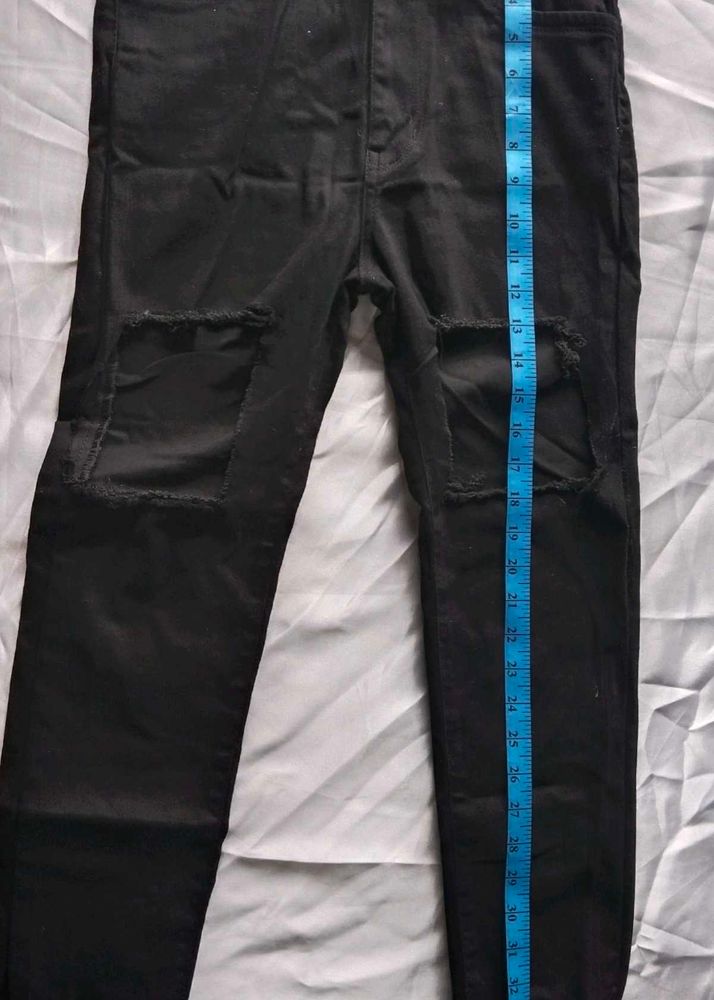 Black Torn Jeans For Woman