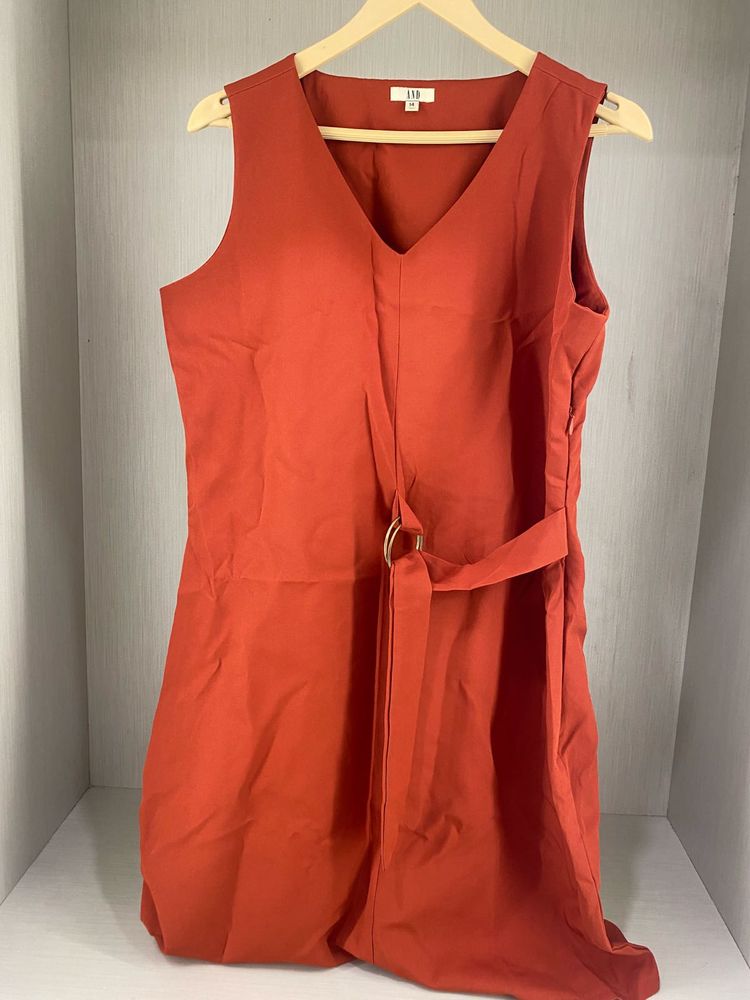 Rust Orange Fit &amp; Flare Dress