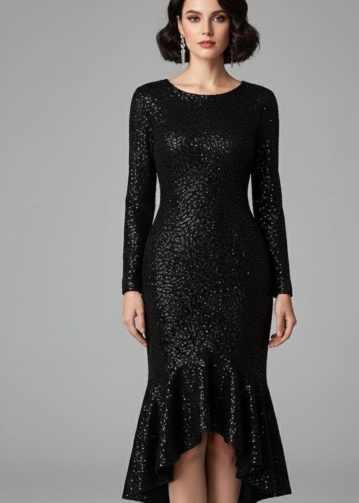 Elegant Black Sequin Dress