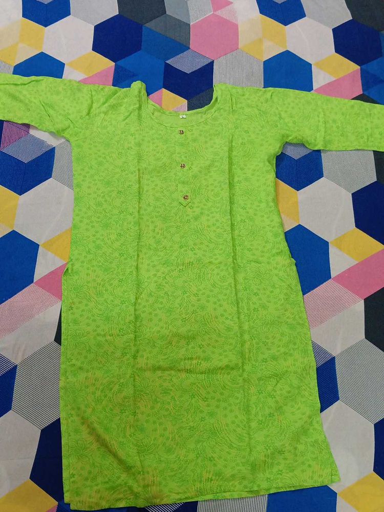 Green Printed Kurta