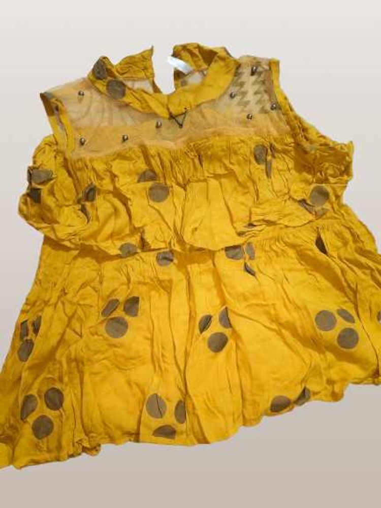 Mustard yellow Cut Sleeves Top