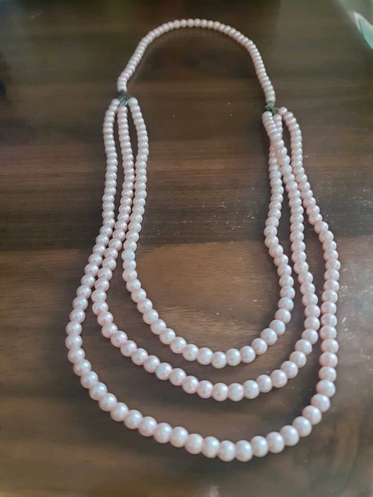Vintage Pink Pearl Multi-Strand Necklace