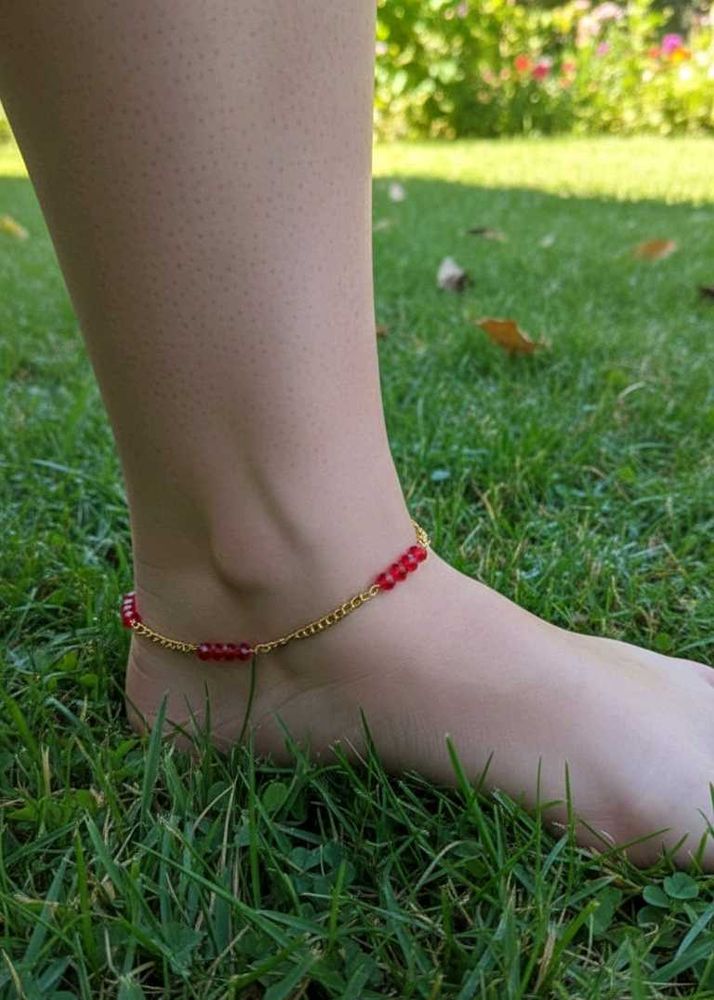 Red Beaded Anklet