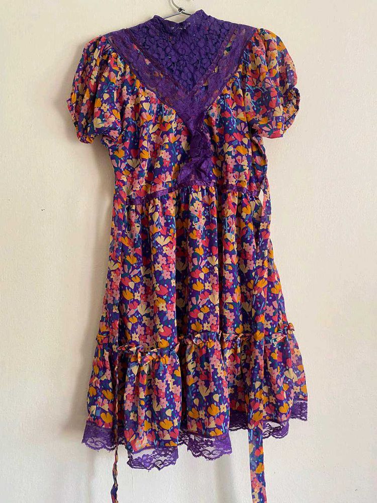 Floral Lace Tiered Dress