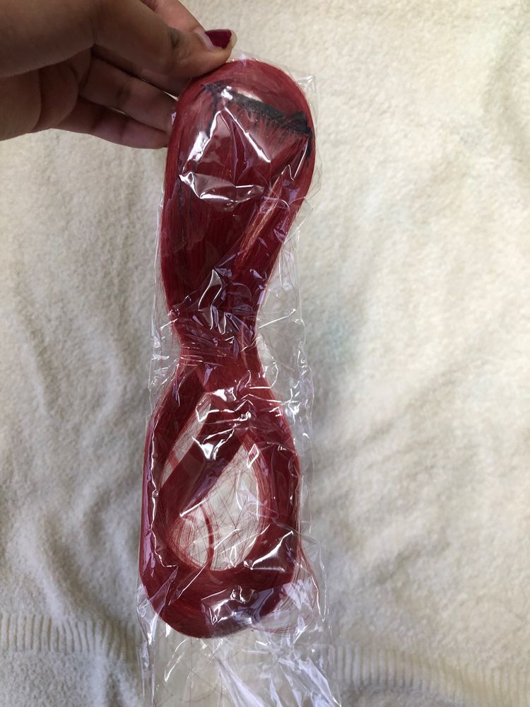 Red Clip-on Hair Extension (2 Strips)