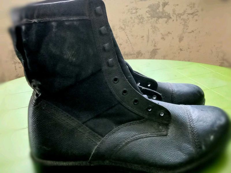 Black Leather Combat Boots