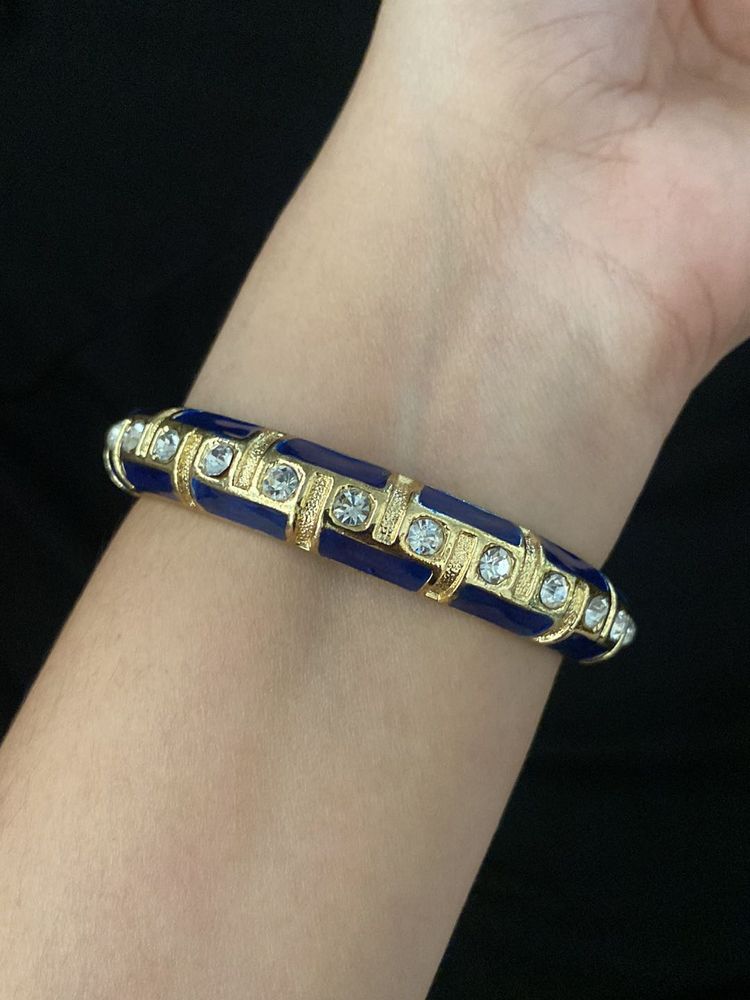 Blue &amp; Gold Bangle Bracelet