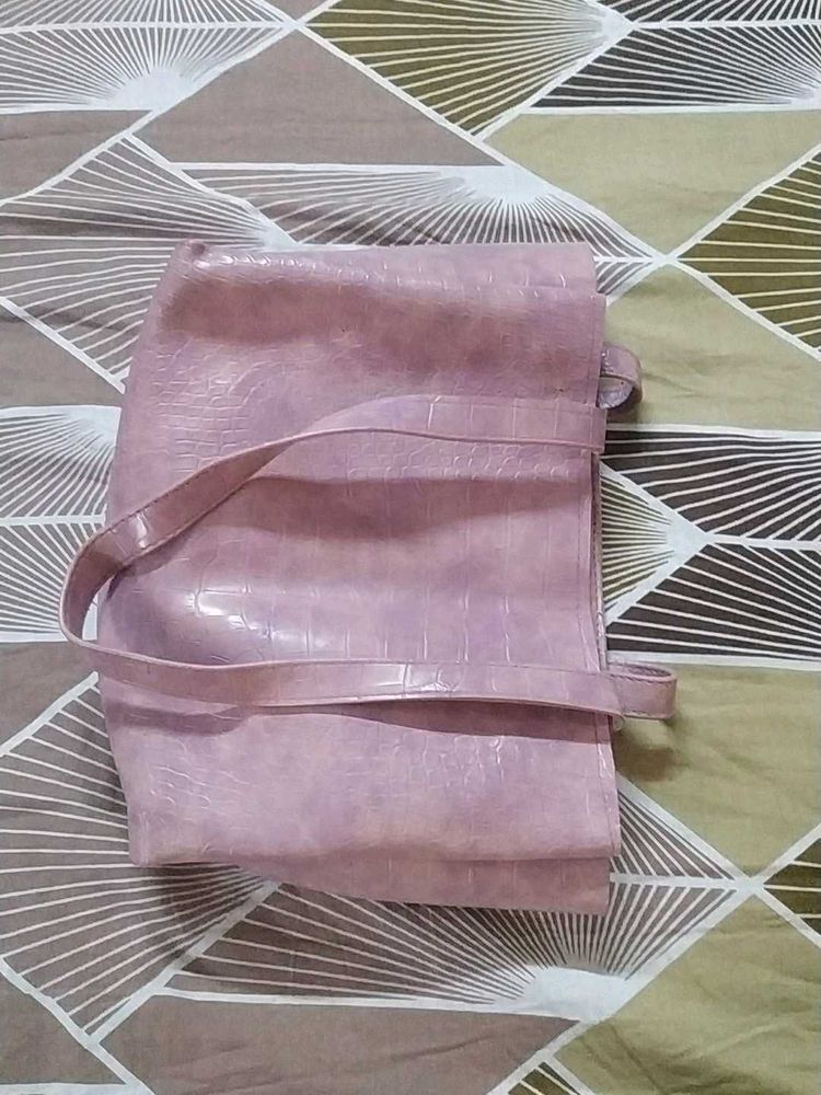 Pink Croc Texture Bag