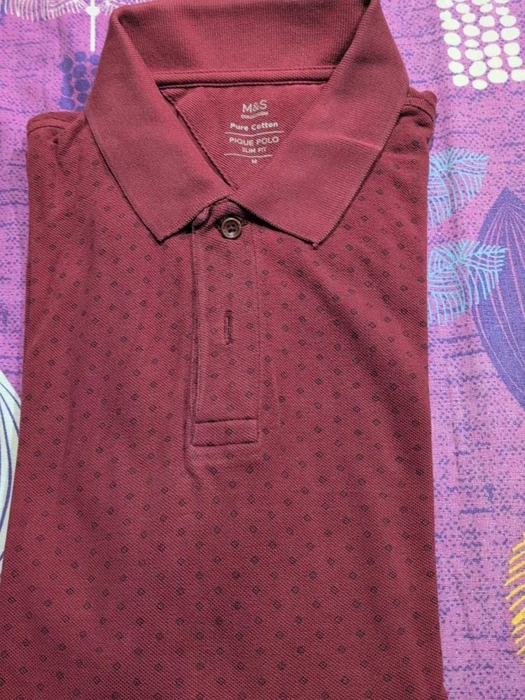 Burgundy Pique Polo Shirt