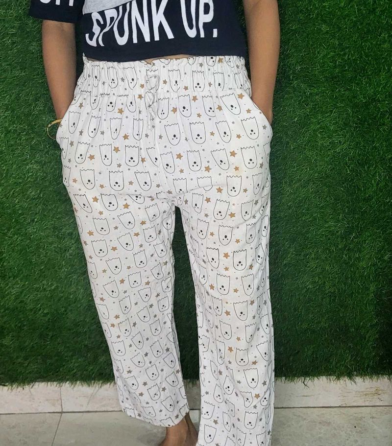 White Printed Pant