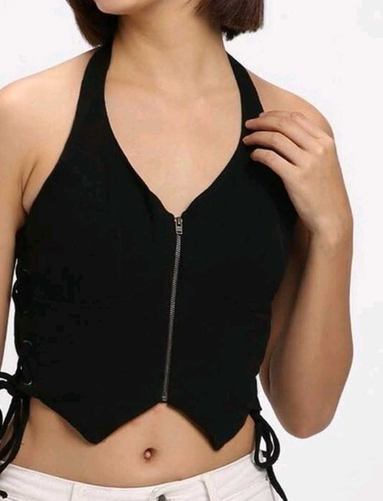 FOREVER21 Black Halter Corset Top
