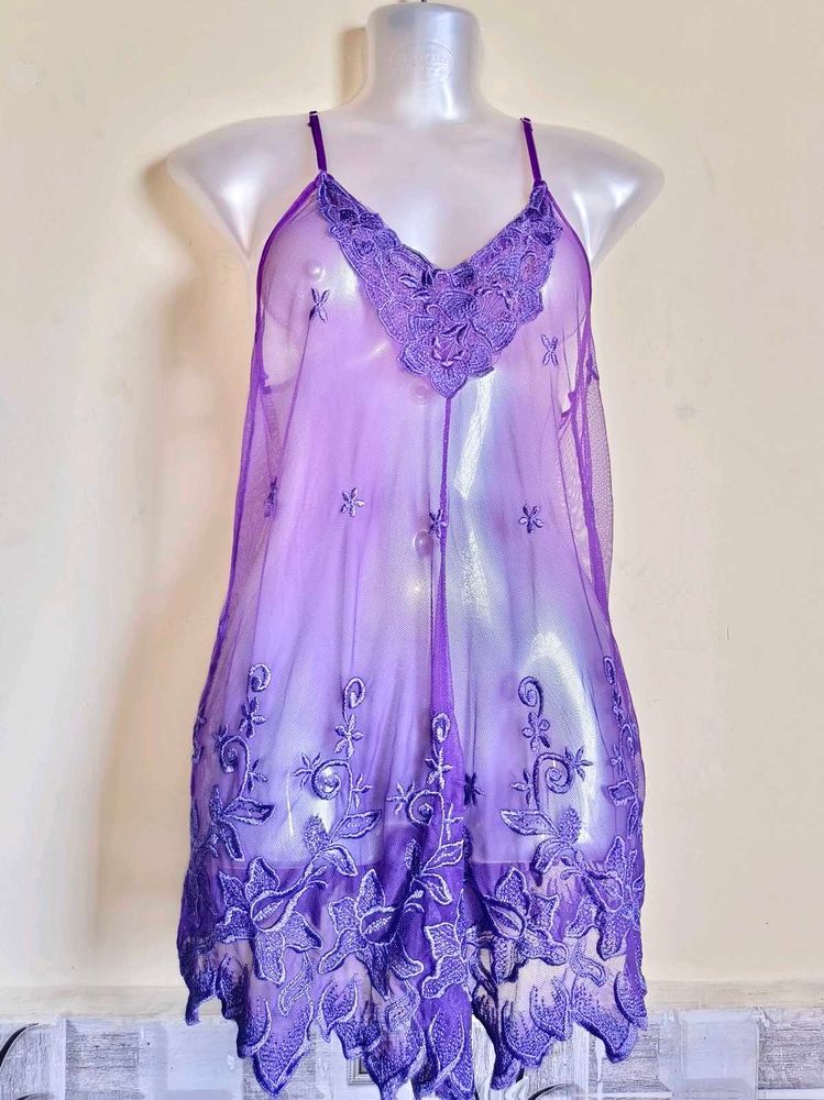 🎁Buy 2 Get 1 Free 🎁Purple Embroidered Nightgown