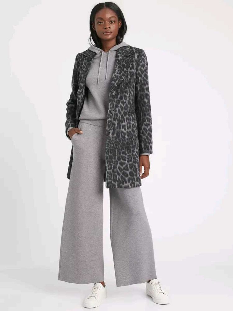 Banana Republic Wool Topcoat Leopard Print Jacket