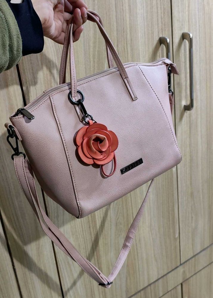 Caprese Peach-Coloured Solid Handheld Bag