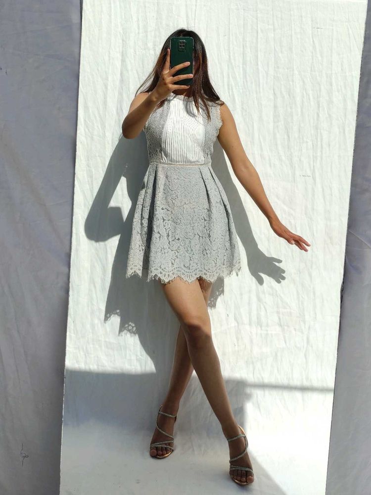 Grey Lace Alone Dress