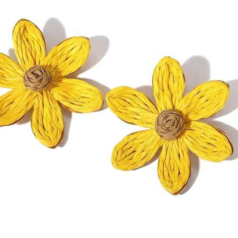 Yellow Flower Raffia Earrings🌼
