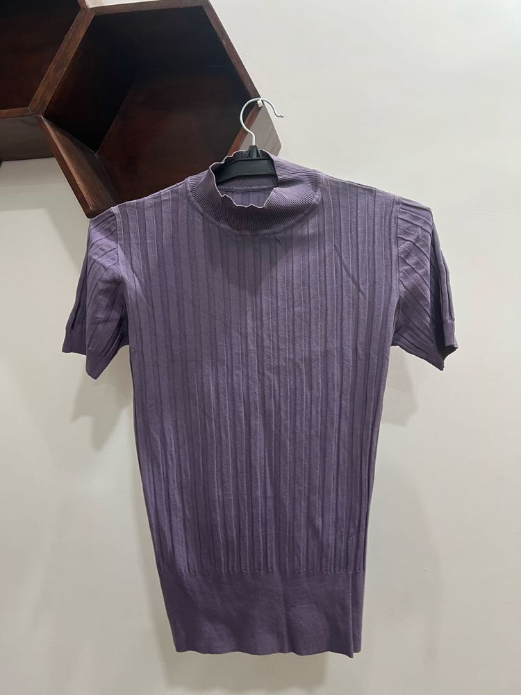 Purple Ribbed Top