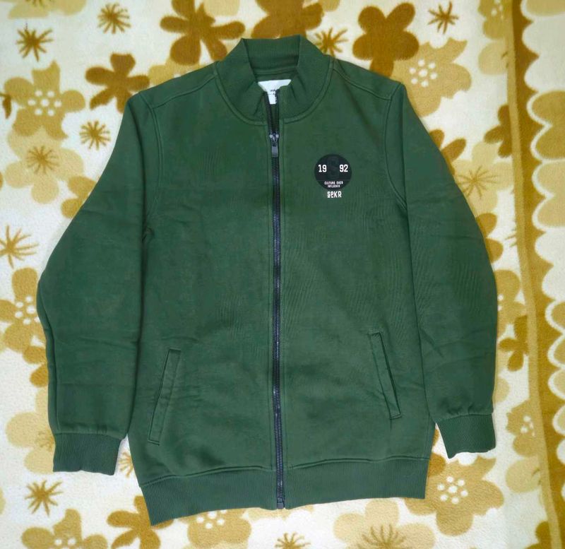 Green Zip-Up bomber Jacket