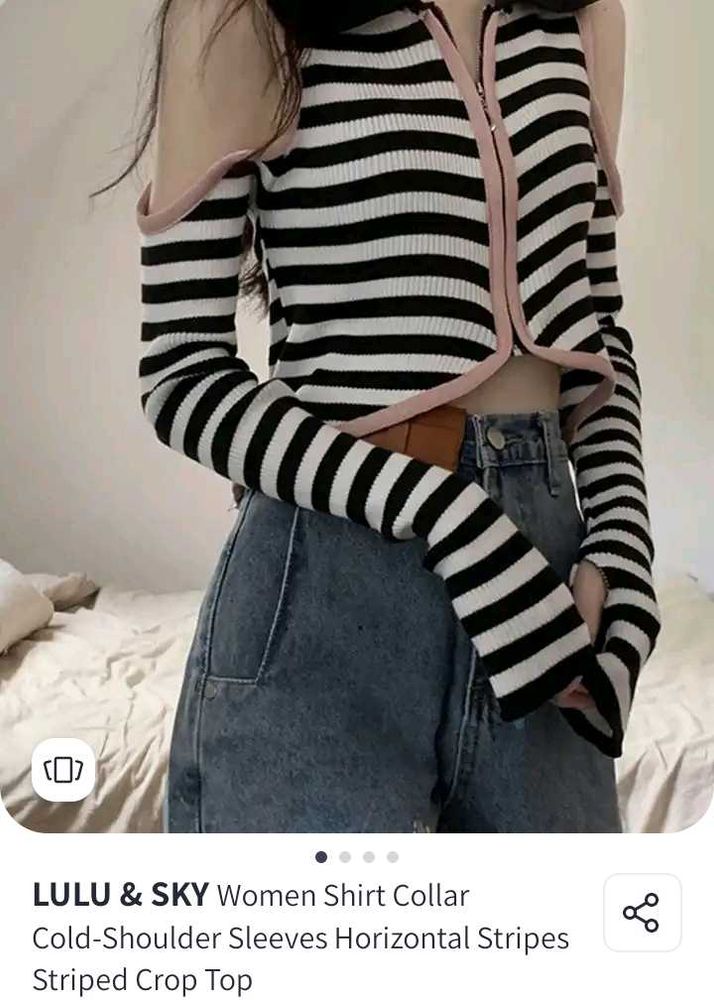 Striped Cold Shoulder Top