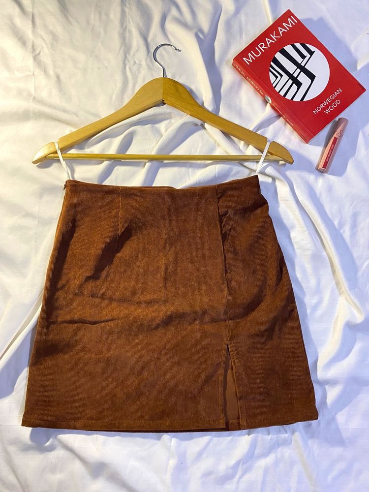 Shein Brown Corduroy Mini Skirt