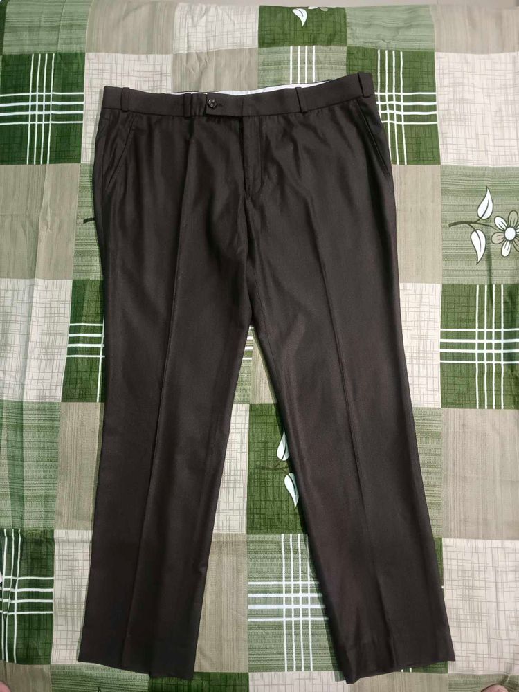 Korean Pleated Trouser Dark Brown Straight Fit