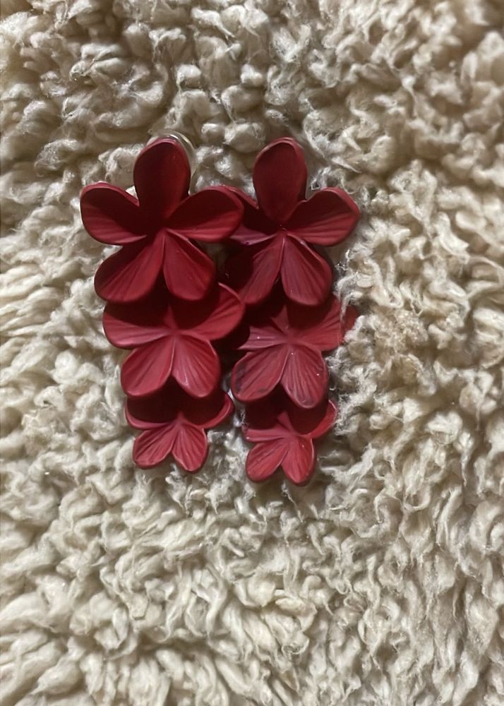 Red Flower Earrings