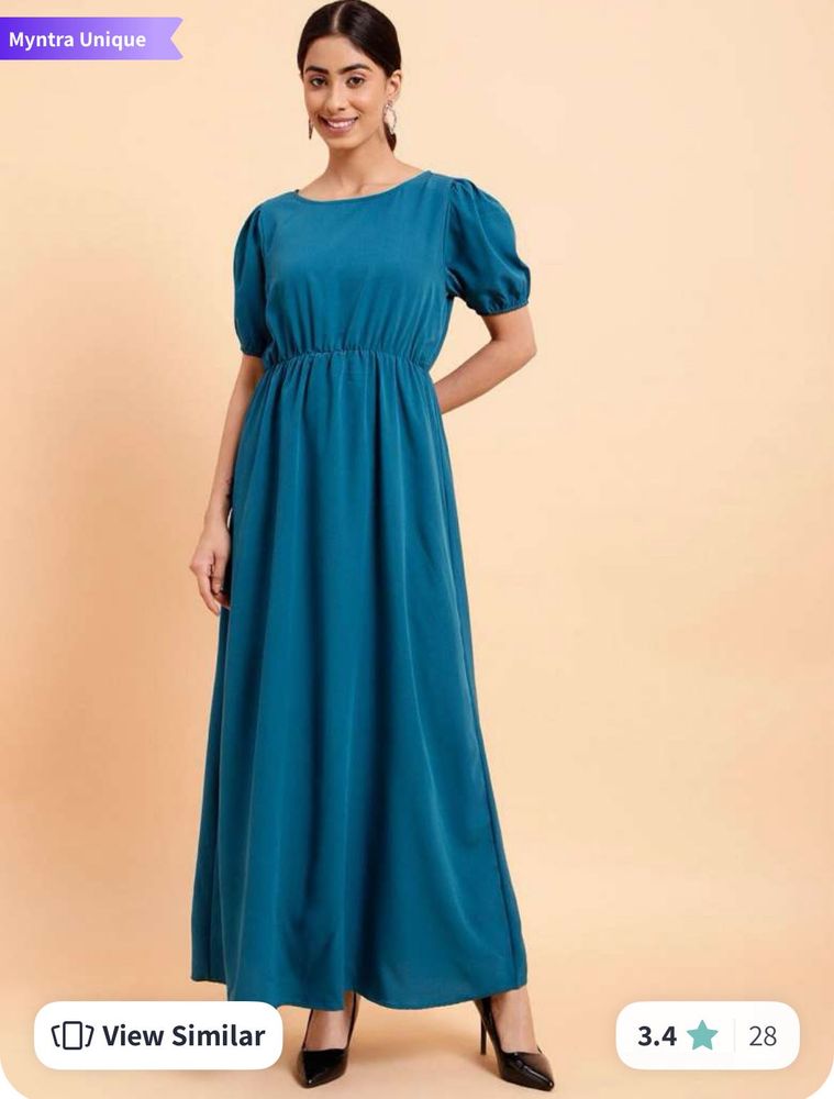 Teal Empire Waist Maxi Dress ( No Return )