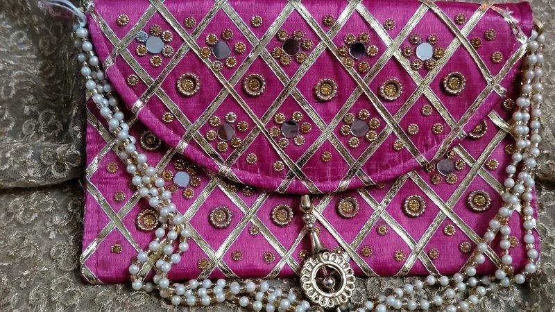 Pink Embellished Clutch