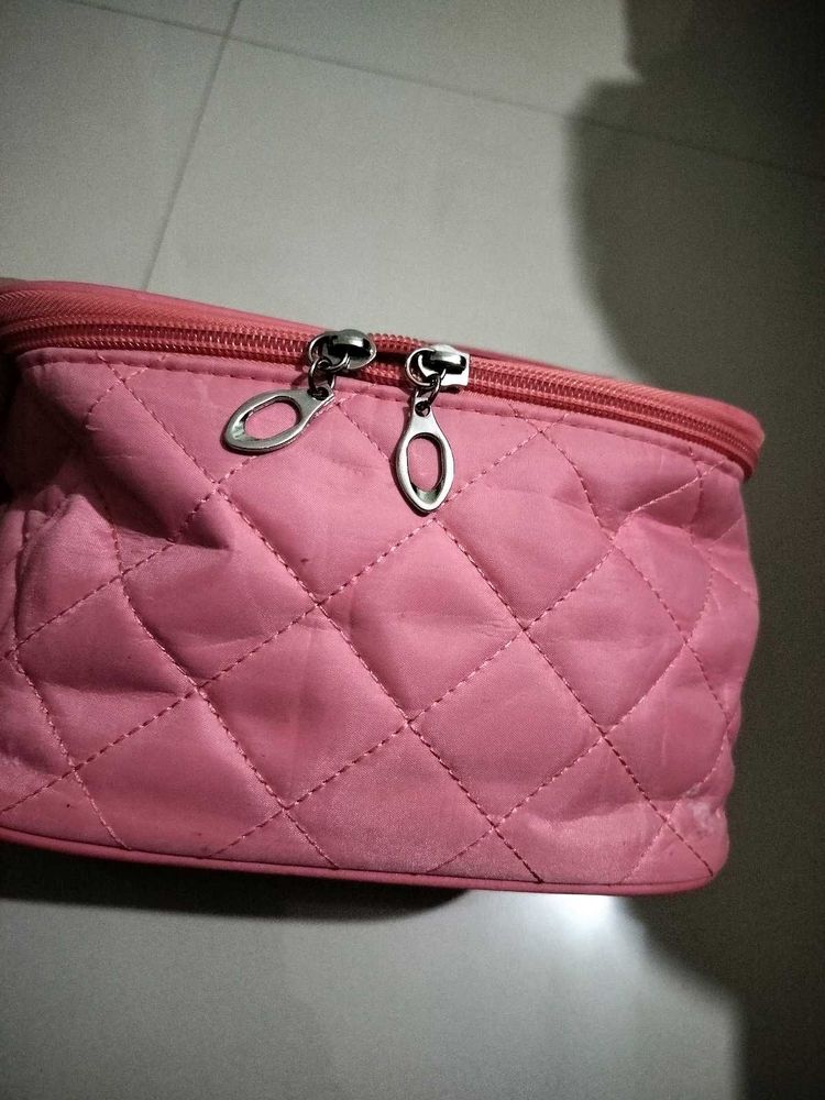 Quilted Pink Makeup Bag