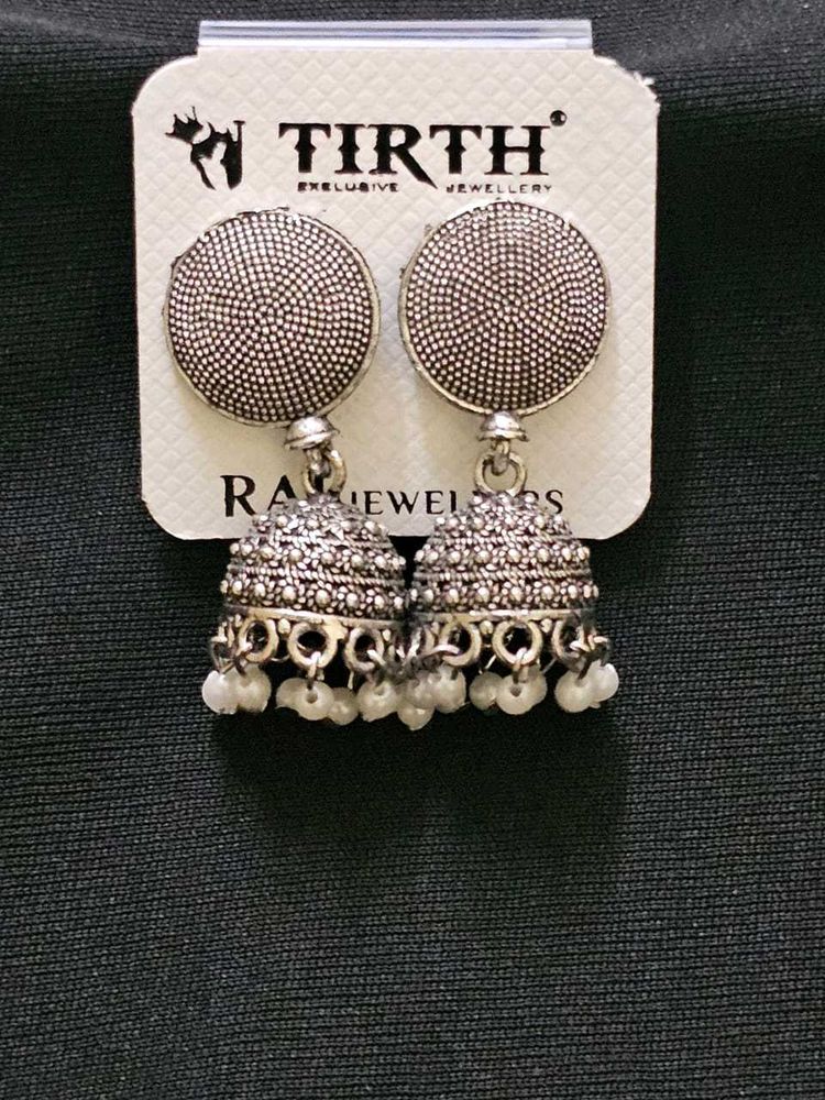 Traditional Jhumka Earrings – Antique Gold &amp; Silve